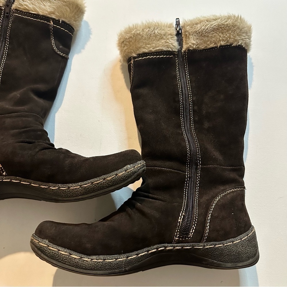 G.H. Bass Otto Suede Snow Boots Women’s 8 Brown Faux Fur Mid Calf Winter - Picture 8 of 13